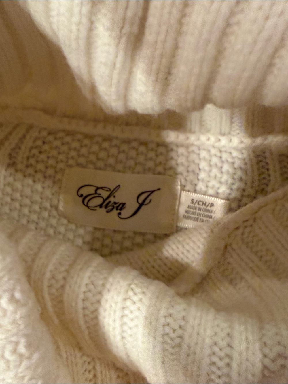 Eliza J Cream Cable Knit Turtleneck Sweater Dress Small - Picture 5 of 5